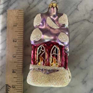Christopher Radko Midnight Mass Purple Chapel Church 5"  Blown Glass Ornament